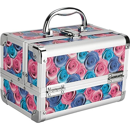 JustCase Giacinto Gallina Mini Makeup Cosmetic Train Case Organizer Storage with Mirror, Multi-Color, 3 Pound