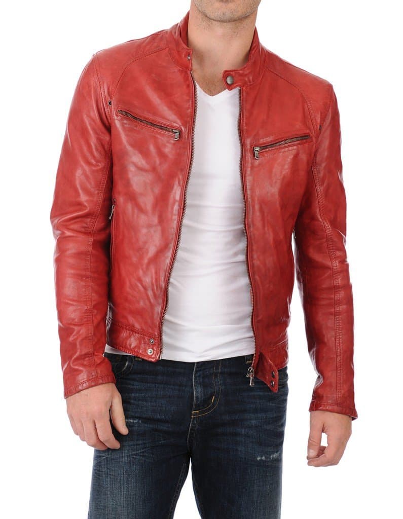 Leather Scan Men's Lambskin Leather Bomber Biker Jacket