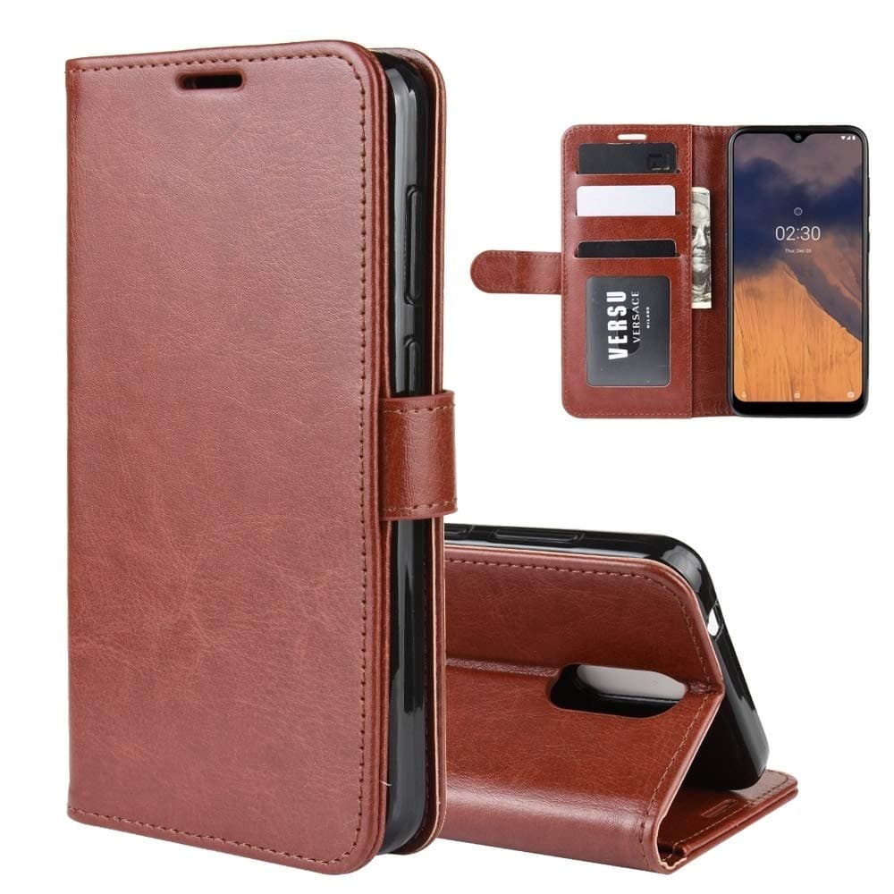 LIYE for Mobile Phone case Ly for Nokia 2.3 R64 Texture Single Horizontal Flip Protective Case with Holder & Card Slots & Wallet& Photo Frame(Black) (Color : Brown)