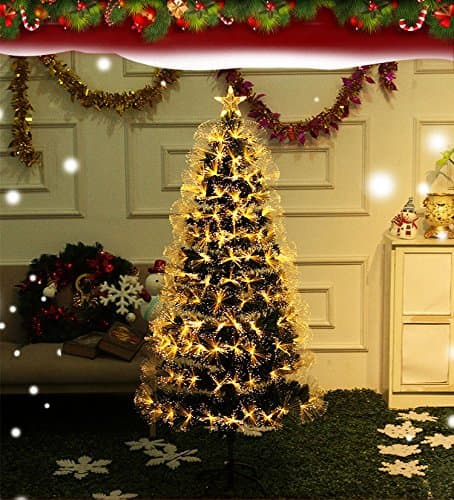 Gold Tree with Artificial Fiber Optic LED Lights & Star Top (5')