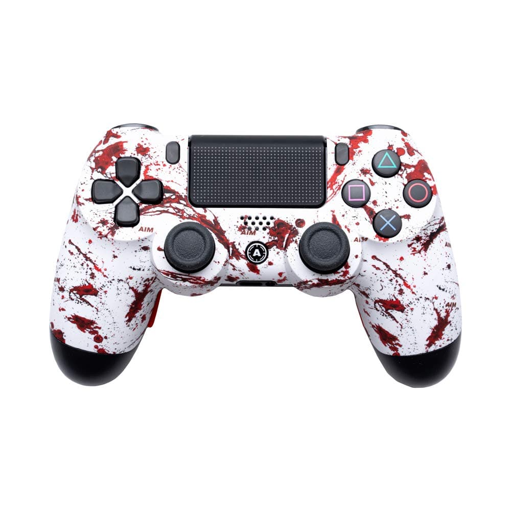 PS4 Slim Wireless Controller for Playstation 4 - Custom AimController Dexter Design with 4 Paddles. Upper Left Square, Lower Left X, Upper Right Triangle, Lower Right O