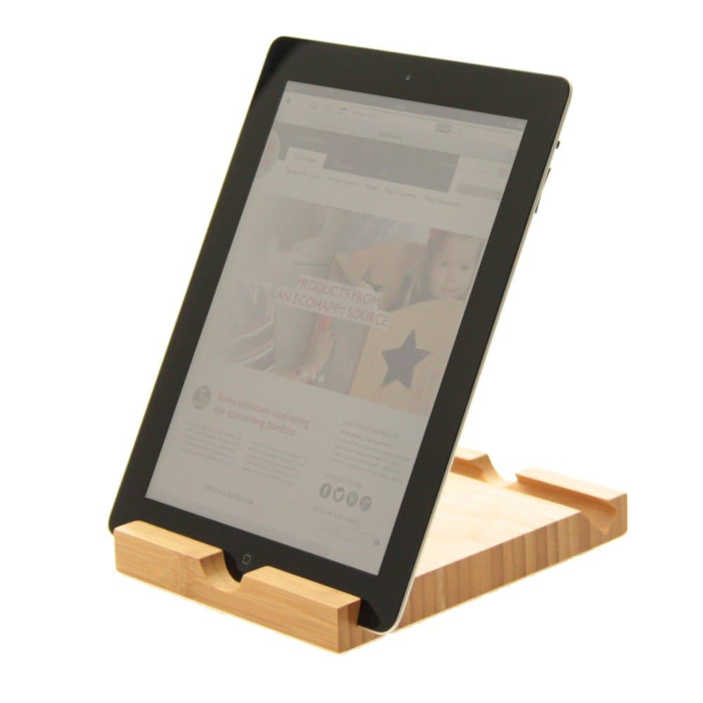 Bamboo Tablet Stand, iPad Holder 2 Angles, Desk Organiser