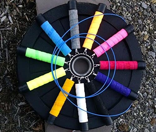 Custom Jump Rope w/Blue cable 3/32"dia (Gold Handles/8'6" Rope Ln) for X-Fitters