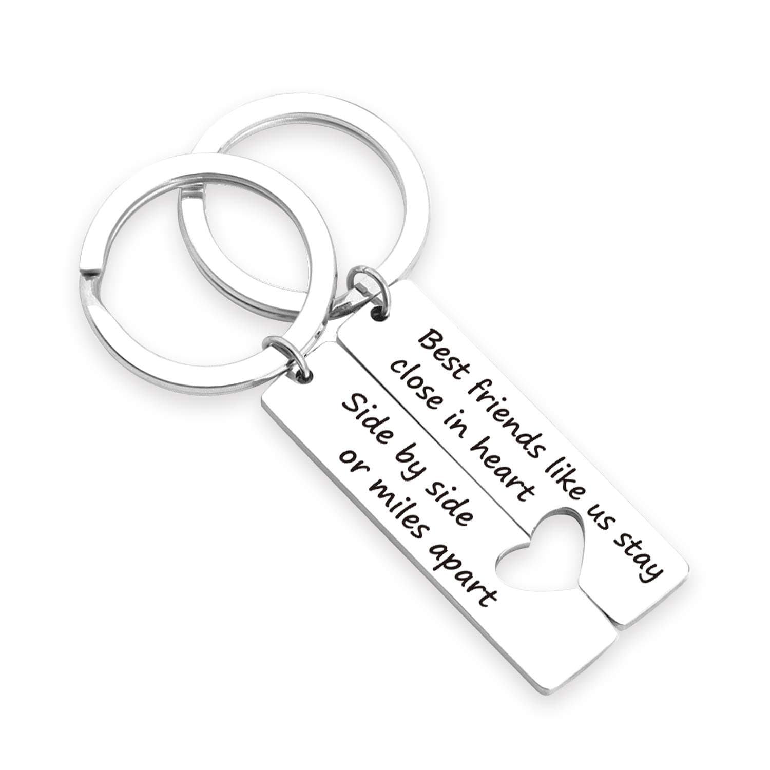 Best Friends Keychain Set Side by Side Or Miles Apart Keychain Friend Jewelry Gift BFF Gift Friendship Jewelry Gifts Sister Gift 2PCS