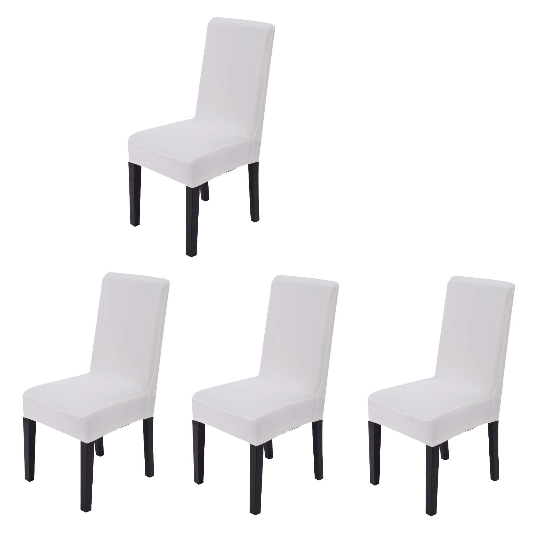 4 pieces Spandex Stretch Washable Dining Room Chair Cover Protector Seat Slipcovers (Cream, 4)