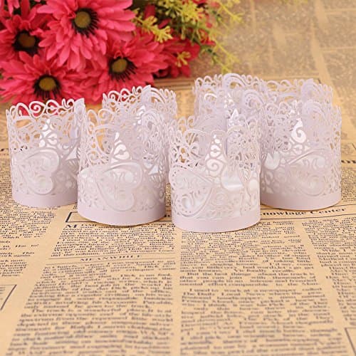 Candle Wraps, Sevend 50 Pieces Tea Light Wraps and Candles Holders for Weeding, Table, Gift, Outdoor (Purple Candle Wraps)