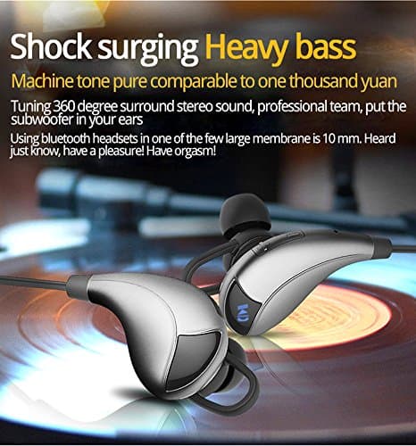 ISBAL(TM) Bluetooth Headphone Bluetooth Headset Wireless Headphones CSR4.1 Sweatproof Sports Mic with Noise Cancellation iphone5 6s 7 ipad Samsung Android Grey