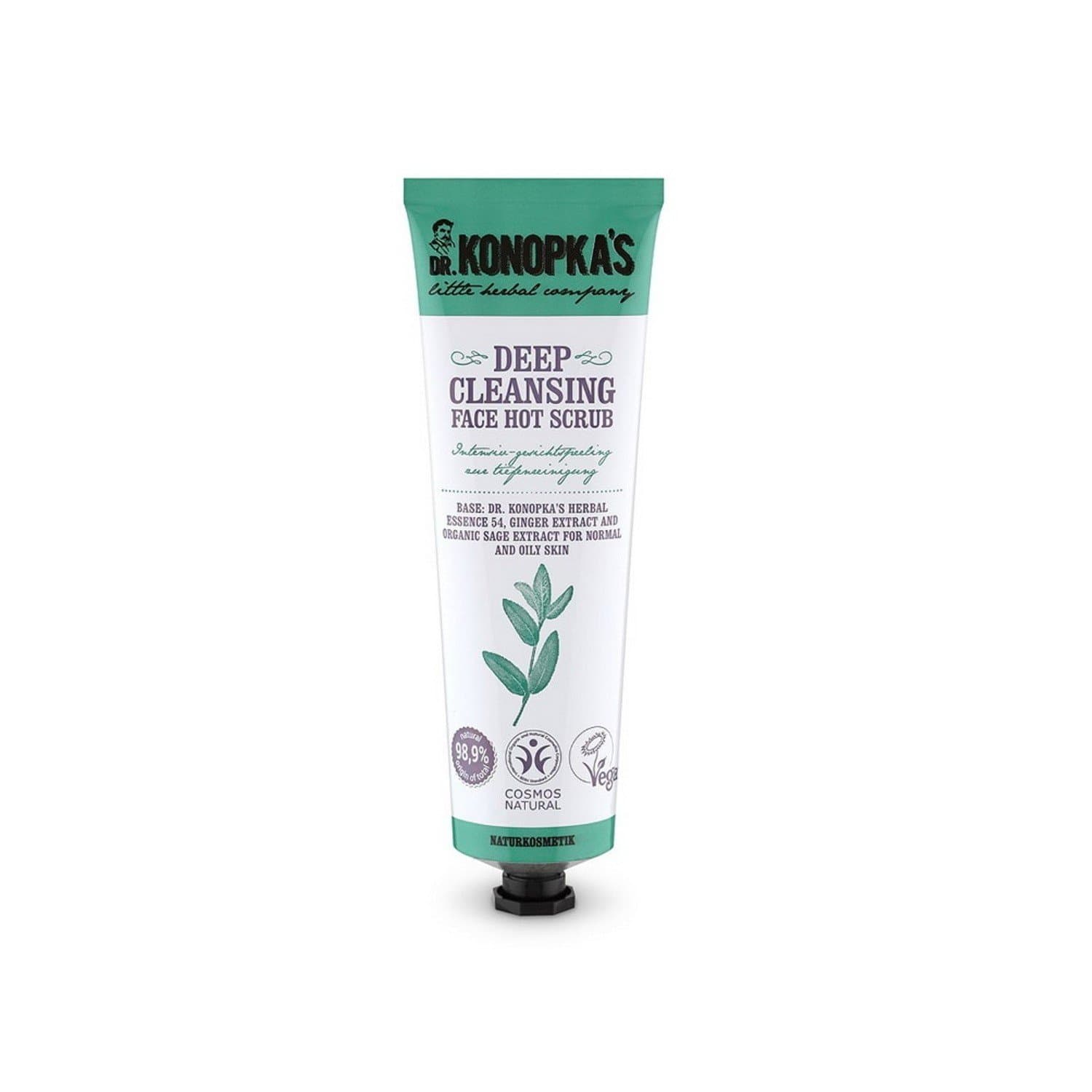 DR KONOPKA'S - Deep Cleansing Face Hot Scrub - Perfect for Normal and Oily Skin - 99% Natural Ingredients - Vegan - 75 ML