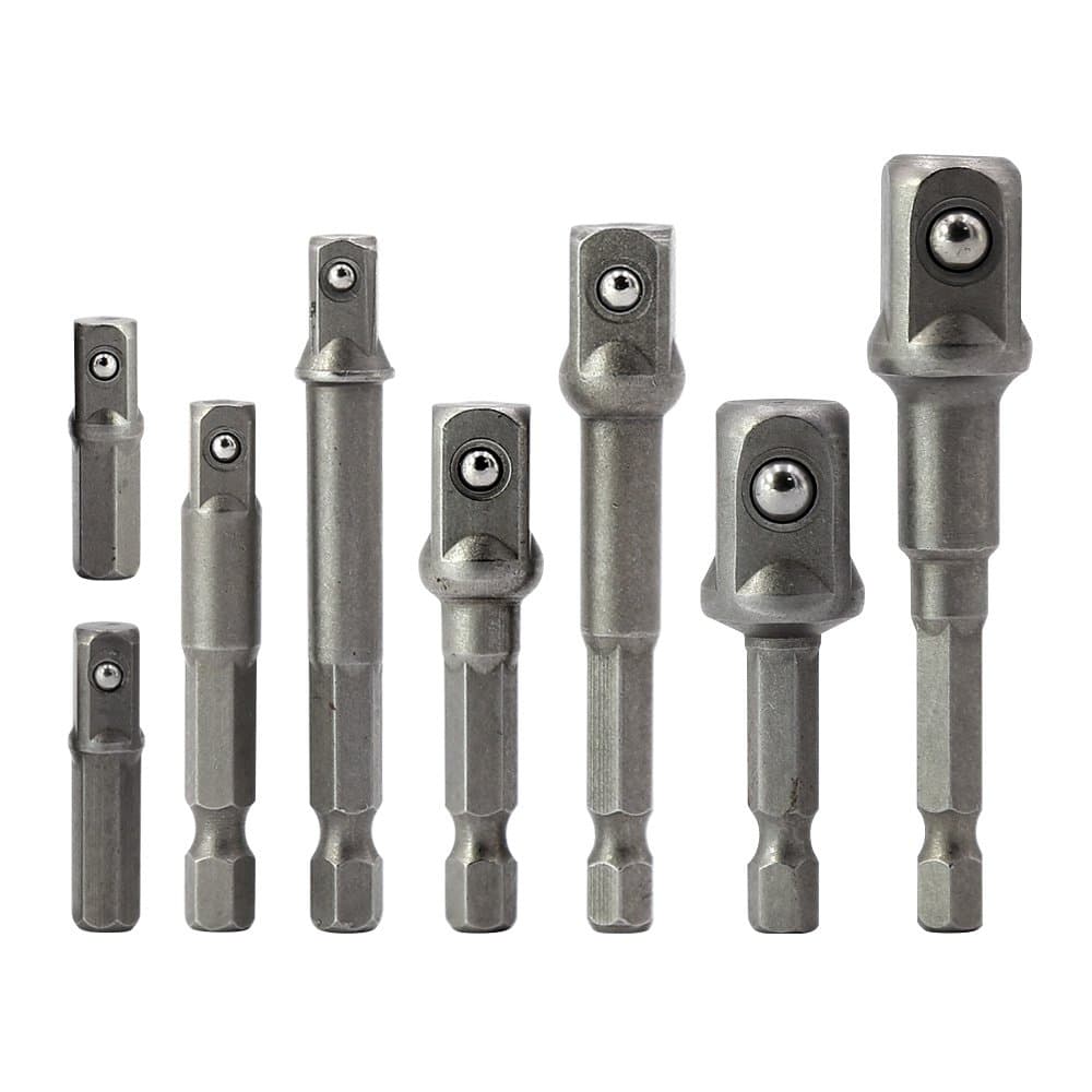 MINHER 8pcs Impact Socket Adapter/Extension Set Turns Power Drill Into High Speed Nut Driver for Drill 1/4", 1/2", 3/8" Power Extension Bit Set