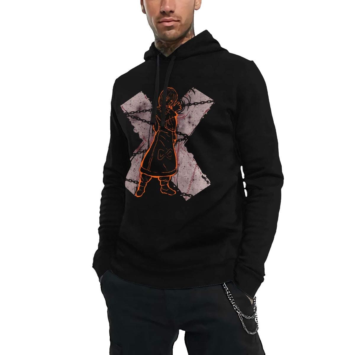 Hunter X Hunter Kurapika Unchained Men Casual Hooded Sweatshirt with Drawstring Black