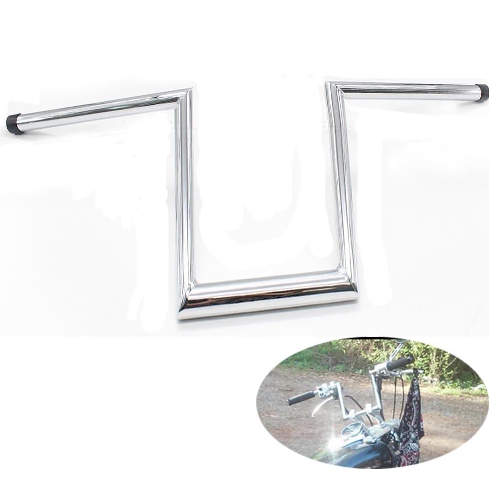 GLAD CRE8 Chrome Powdercoat Finish Steel 10" Rise 3" Pullback Narrow Ape Hangers Z-Bars Handlebars for Harley Softail Fatboy Dyna Bobber Choppers Motorcycle