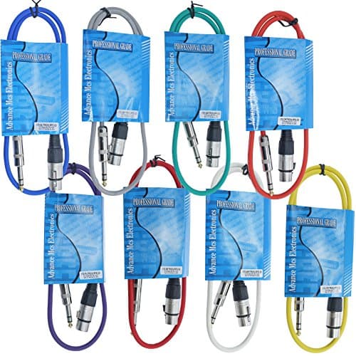 MCSPROAUDIO 8 Pack Snake: 3 Foot ft 3 Pin XLR Female to 1/4" TRS Pro Audio Patch Cable Cord