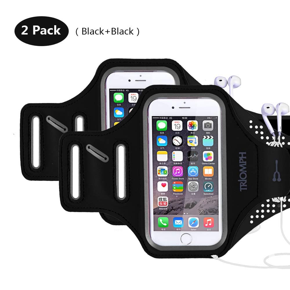 Triomph Armband for iPhone 8, 7, 6, 6S, SE, 5, 5C, 5S iPod Galaxy S6, S6 Edge S5 with Screen Protecter and Key Cards Money Holder, for Running, Workouts, Jogging, Hiking, Biking, Walking