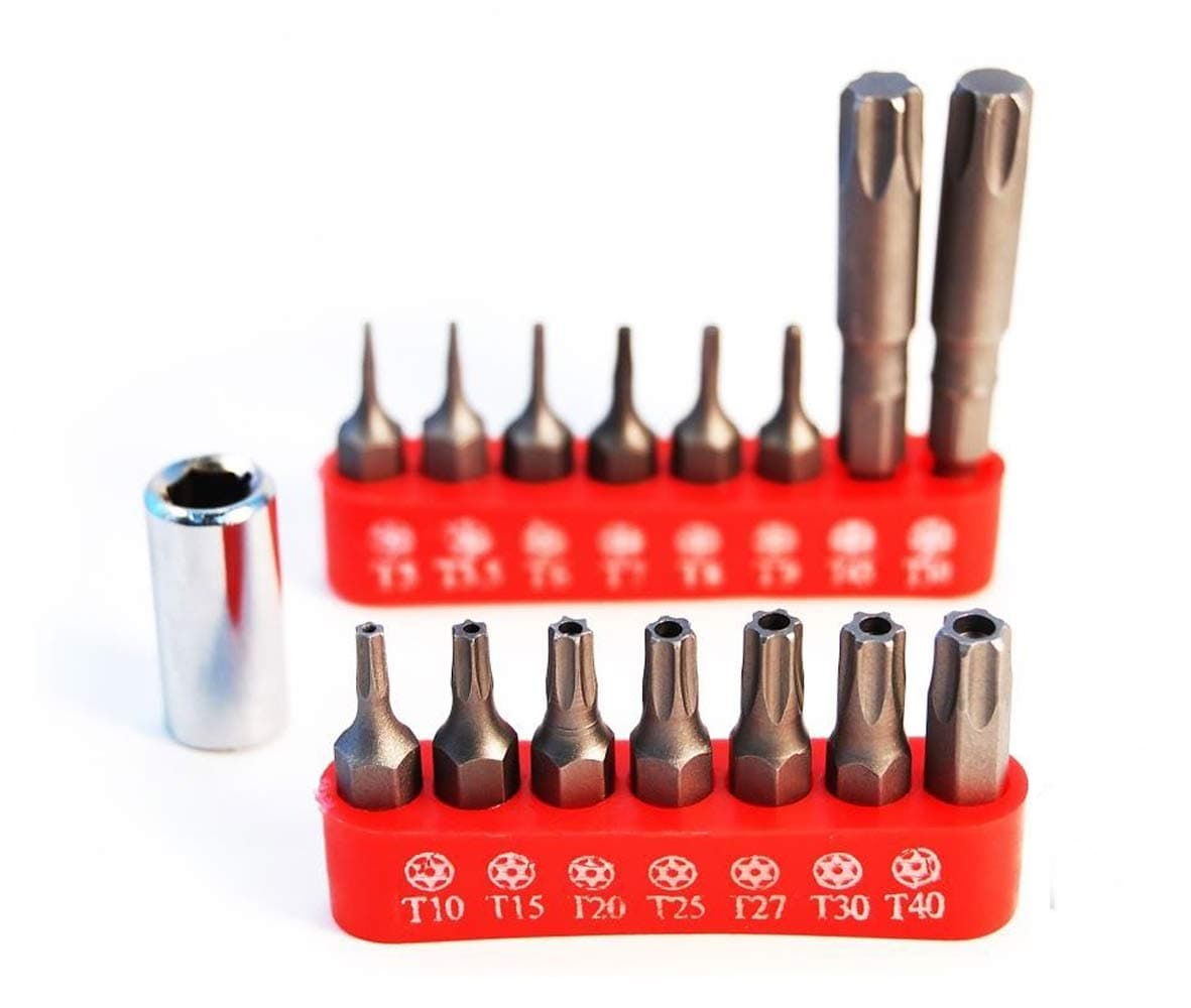 UKDABZZ L3220 CRV Torx Bit Set, 16-Piece TAMPERPROOF TORX T5 T7 T10 T15 T20 T25 T30 T40 T50