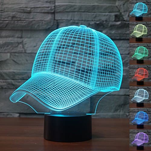 NChance Christmas Gift Magic Baseball Cap Lamp 3D Illusion 7 Colours Touch Switch USB Insert LED Light Birthday Present and Party Decoration