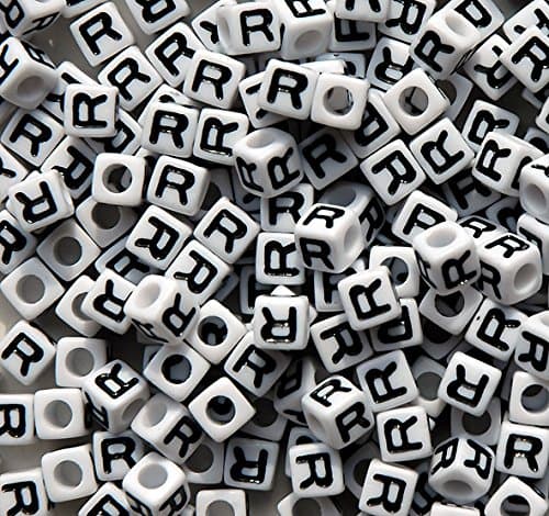 JOLLY STORE Crafts Letter "R" 7mm Cube Shape Alphabet Beads 100pc