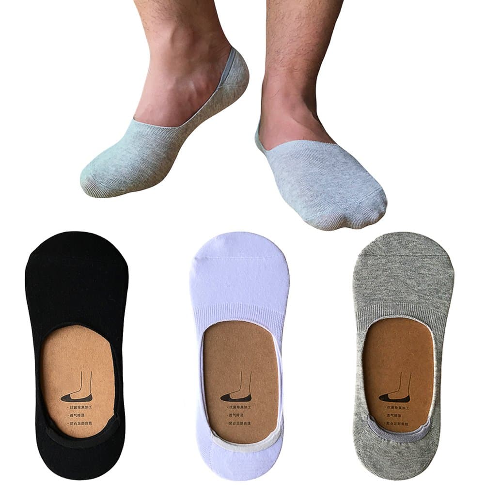Men's No Show Loafer Socks - IMAXSELL 3/5 Pack Thin Low Cut Casual Cotton Boat Shoe Non Slip Invisible Socks
