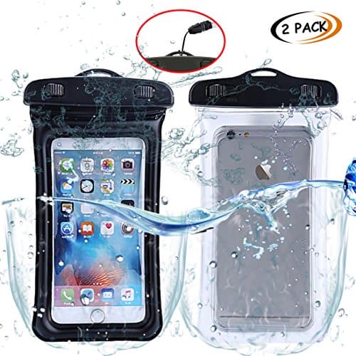 ABNER (2pack) Universal Waterproof Floating phone Case Dry Bag smartphone Pouch for IPhone 7/7P 6s/ 6P, SE 5S/ 5C/ 5, Galaxy S8/S7/S6 Edge, Note 5/4, LG G6/G5,HTC 10,Sony Nokia up to 6.0”