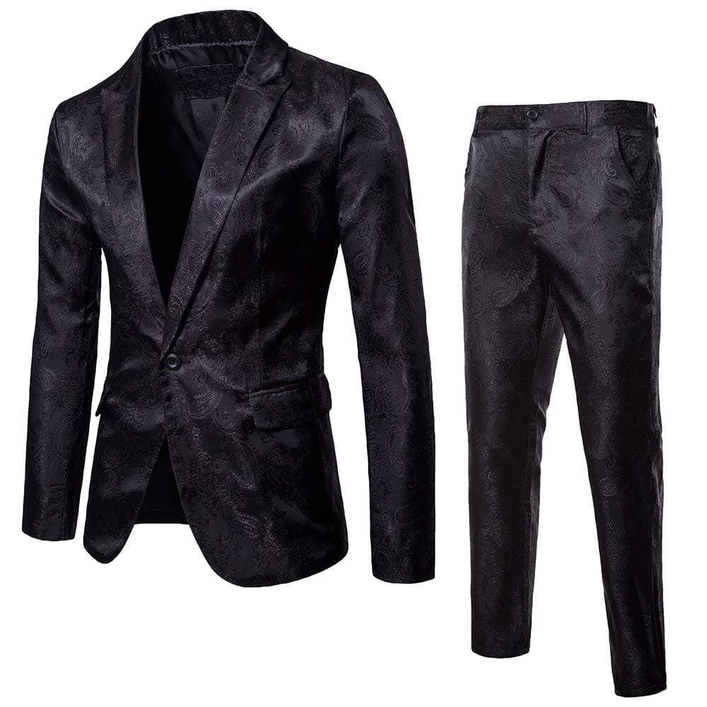 2PCS Mens Luxury One Button Classic Blazer Wedding Party Coat & Pants Slim Fit Single Breasted Formal Dinner Suits