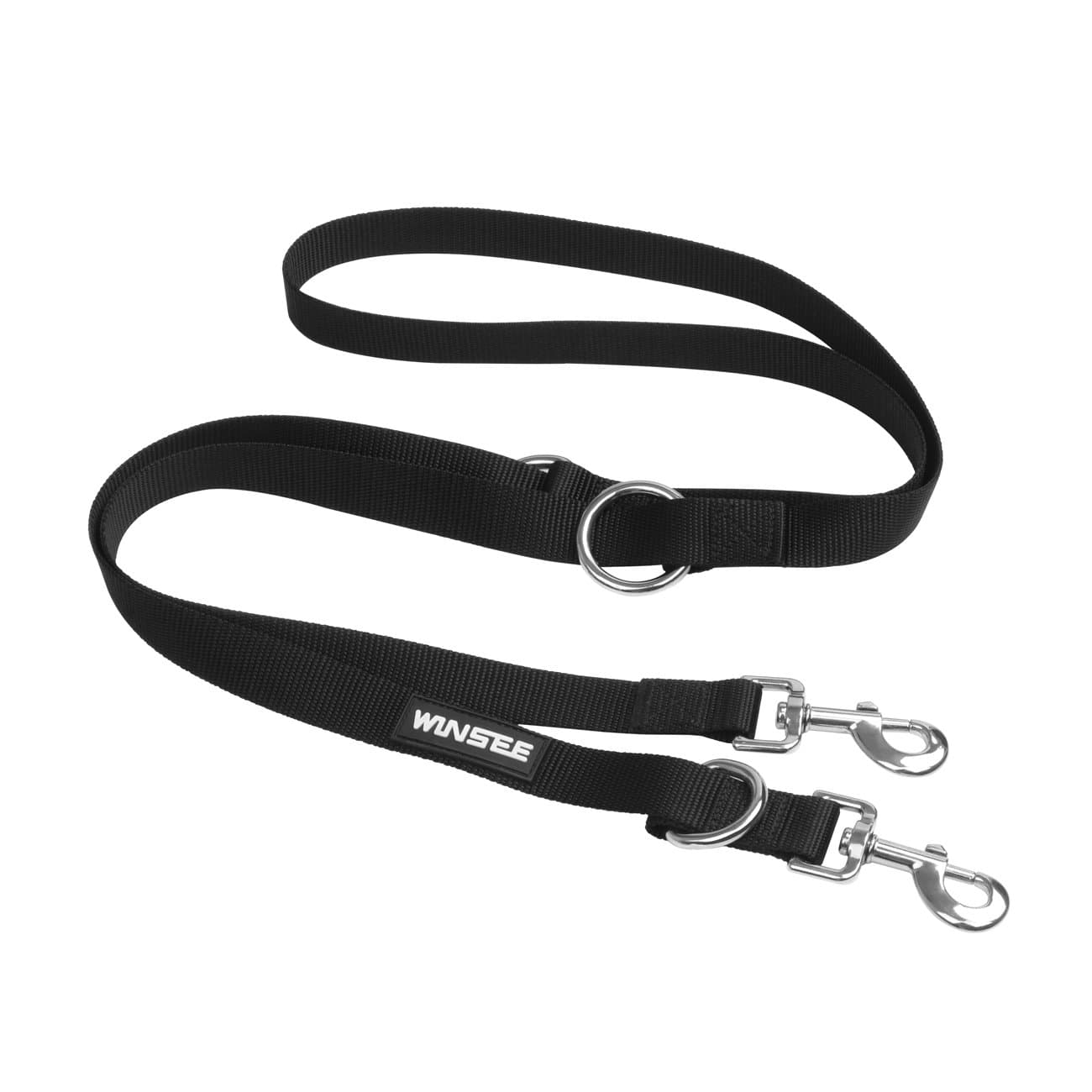 WINSEE Extendable Dog Lead, Dog Training Lead with Durable D Ring, Adjustable Solid(Black)