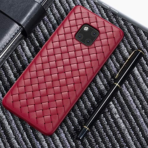 Jiangym Mobile Phone Soft Cases TPU Knitting Leather Surface Protective Case for Huawei Mate 20 Pro (Black) Soft Cases (Color : Red)
