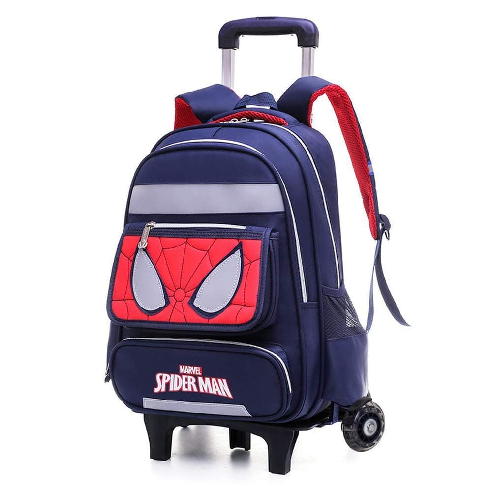 Spiderman Backpack With Wheels Boys Backpack School Bag Kids Trolley Bag Rolling Backpack For Boys Childrens,Darkblue-2wheels