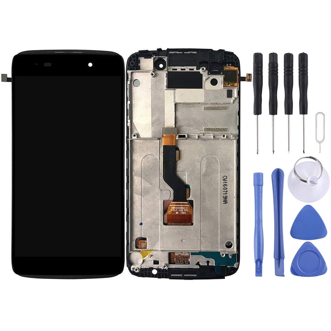 HAIJUN Mobile Phone Replacement Parts for Alcatel One Touch Idol 3 4.7 LTE / 6039 LCD Screen and Digitizer Full Assembly with Frame(Black) Flex Cable (Color : Black)