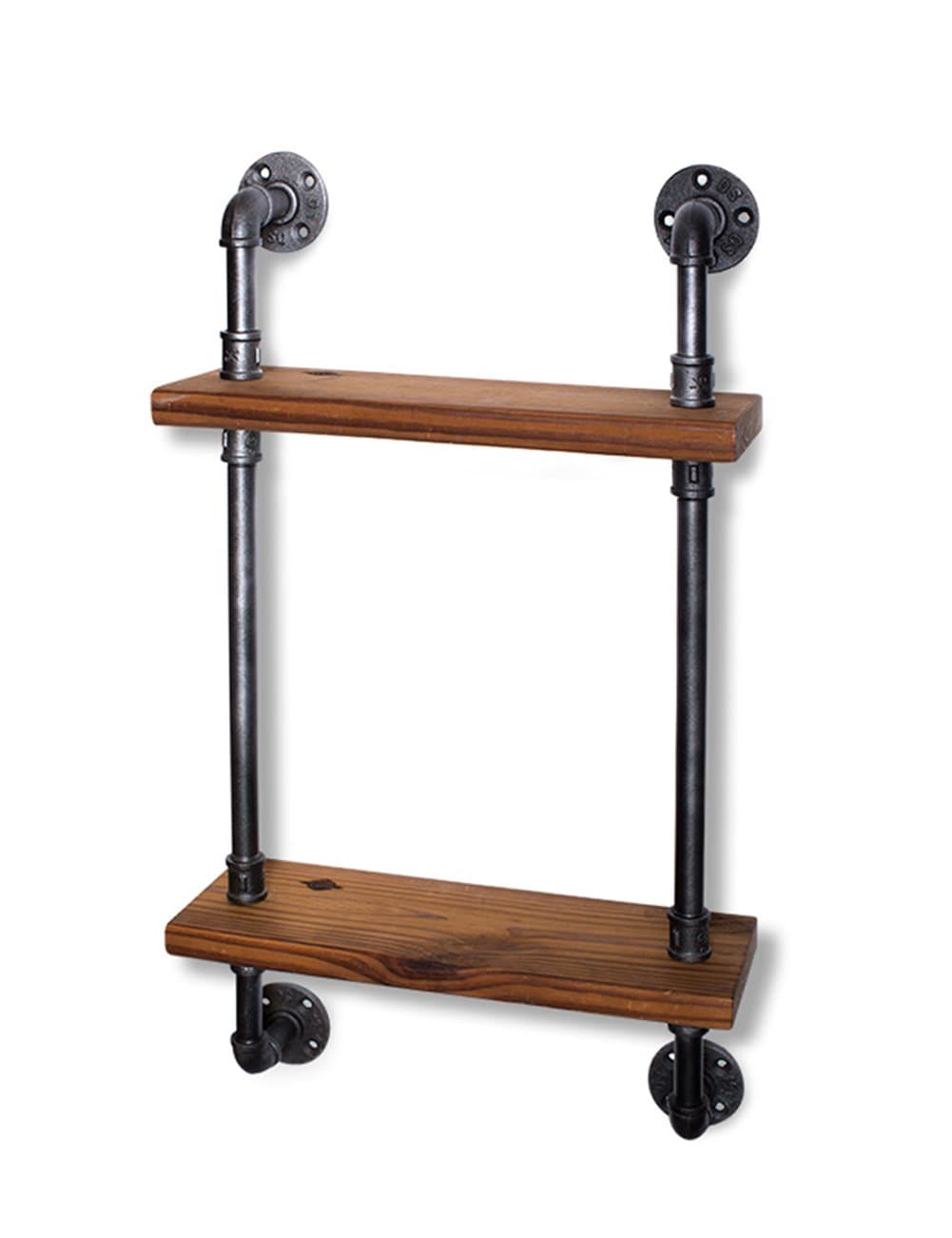 Find Joy Industrial Vintage 2 Tier Floating Shelves Rustic Pipe Shelves for Home decor