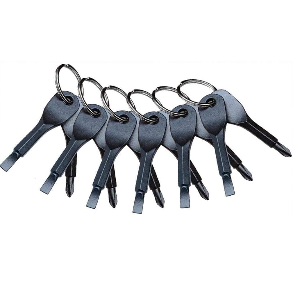 WWmily 6 Sets Stainless Steel Mini Screwdriver Set Keyring Tool Pocket Screw Driver Key Flathead and Cross,Black