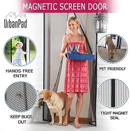 Magnetic Screen Door Full Frame Velcro, Heavy Duty Mesh, 26 Auto-Snap Magnets for Secure Seal, Pet and Kid Friendly, Keeps Bugs and Mosquitoes Out, Lets Fresh Air In. For doors 82''L X 34''W