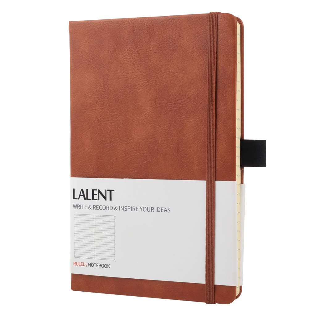 Thick Classic Notebook with Pen Loop - Lalent A5 Ruled Large Hardcover Writing Notebook Journal with Pocket & Premium Thick Paper - 120gsm, 190 Pages, 8.4 x 5.7 in (Ruled)
