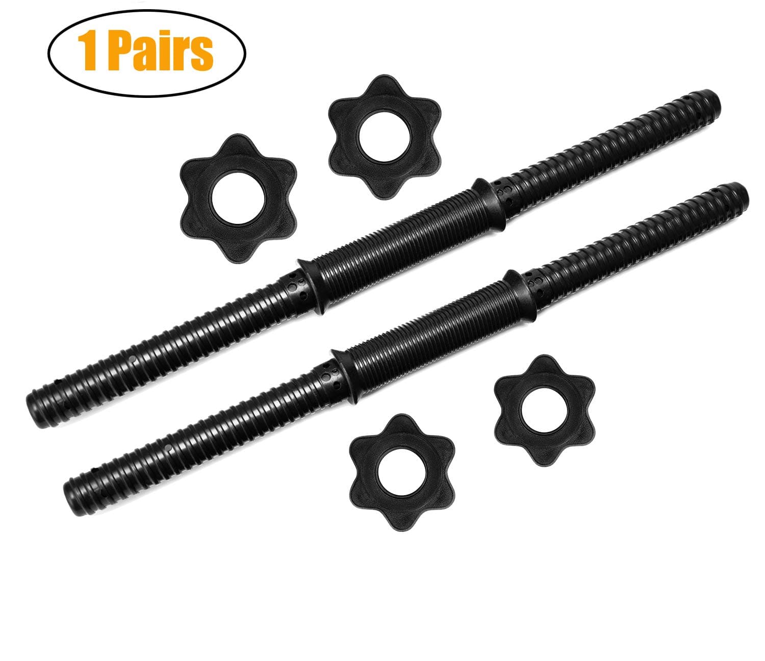 Hioffer 17.7" Pair of Dumbbell Bars Threaded Dumbbell Handle Set Home Gym Fitness Exercise Adjustable