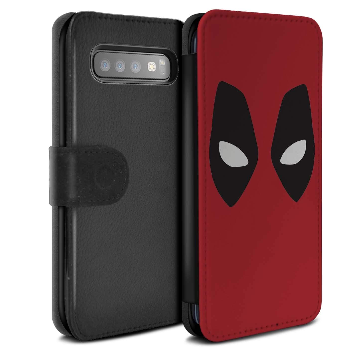 Stuff4 Phone Case Wallet for Samsung Galaxy S10 Plus Super Hero Comic Art Deadpool Mask Inspired Design Flip Faux PU Leather Cover