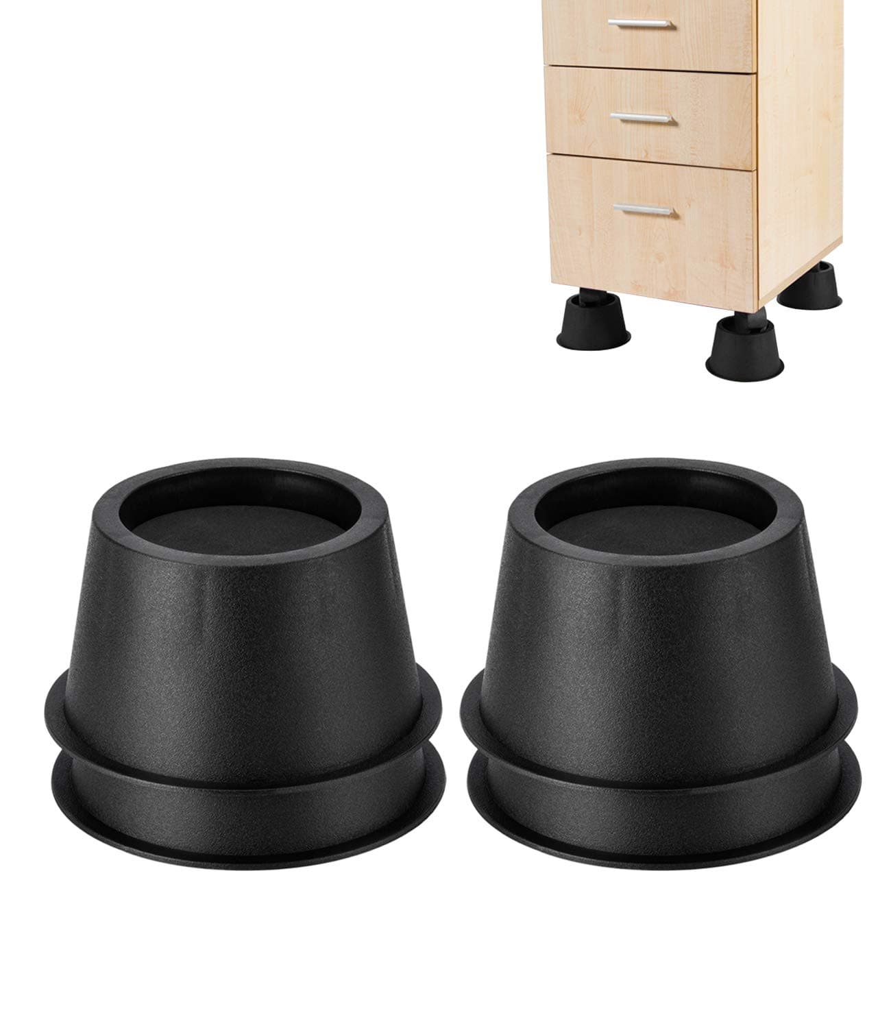 Niceclub Round Circular Bed Risers Table Risers Furniture Risers lifts Heavy Duty Set of 4 Pieces, Black (2 inch)