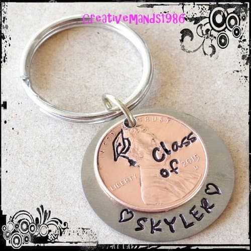 Custom Graduation Keychain, 2017 Graduation, Special Keepsake, Personalized Penny Keychain