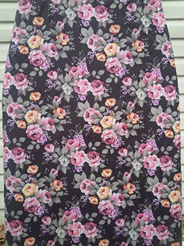 Checkys Deals Deluxe Scorch Resistant Silicone Coated Replacement Ironing Board Cover and Pad Set Fits Boards 18 X 48 - 49 Inches Black with Roses