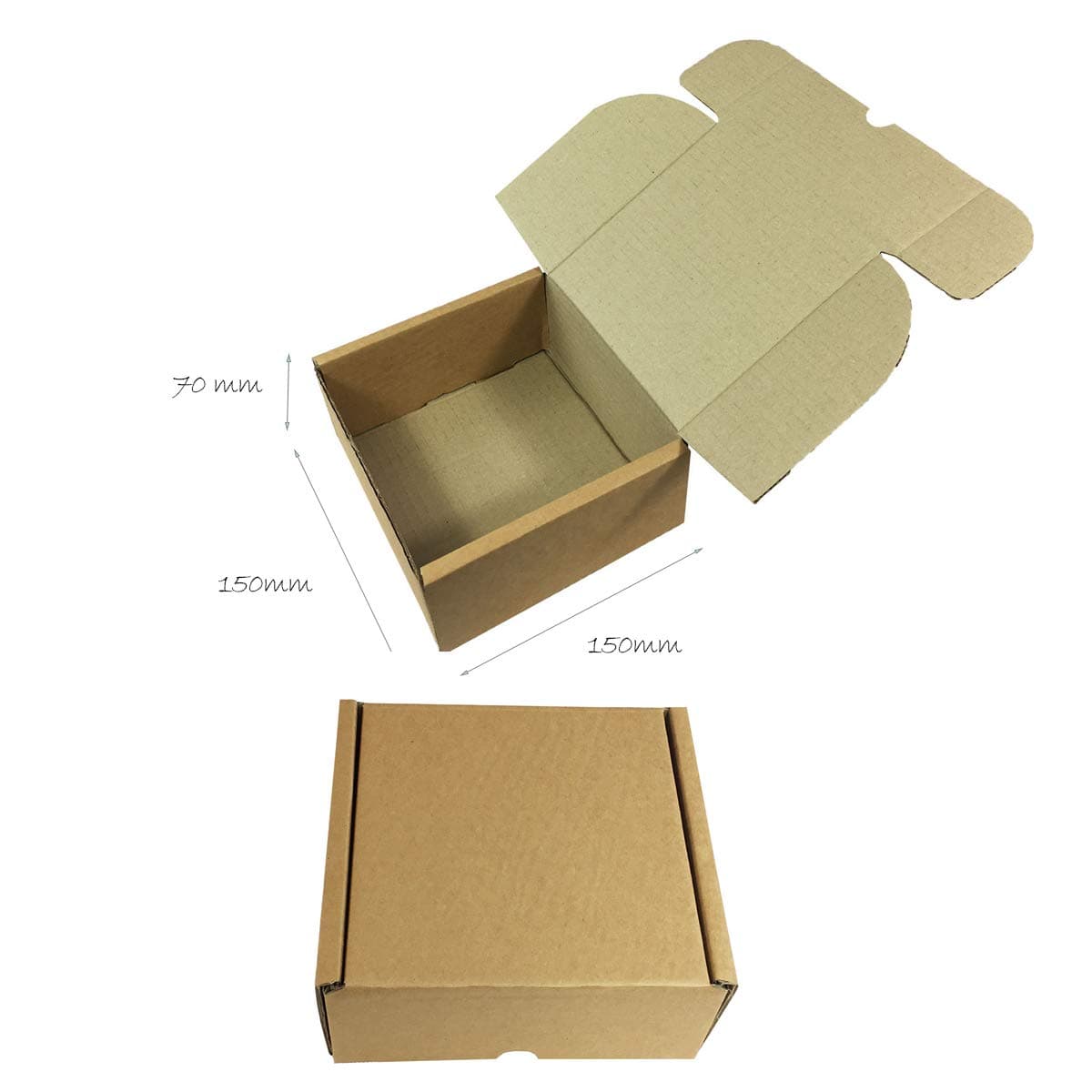 100 x Folding Lid Self Seal Postal Cardboard Boxes 150 x 150 x 70mm Royal Mail Large Letter Packet Mailing Cartons Self-Lock Tuck-in Flaps Flat Packed Easy to Assemble No Tape Or Glue Required (100)