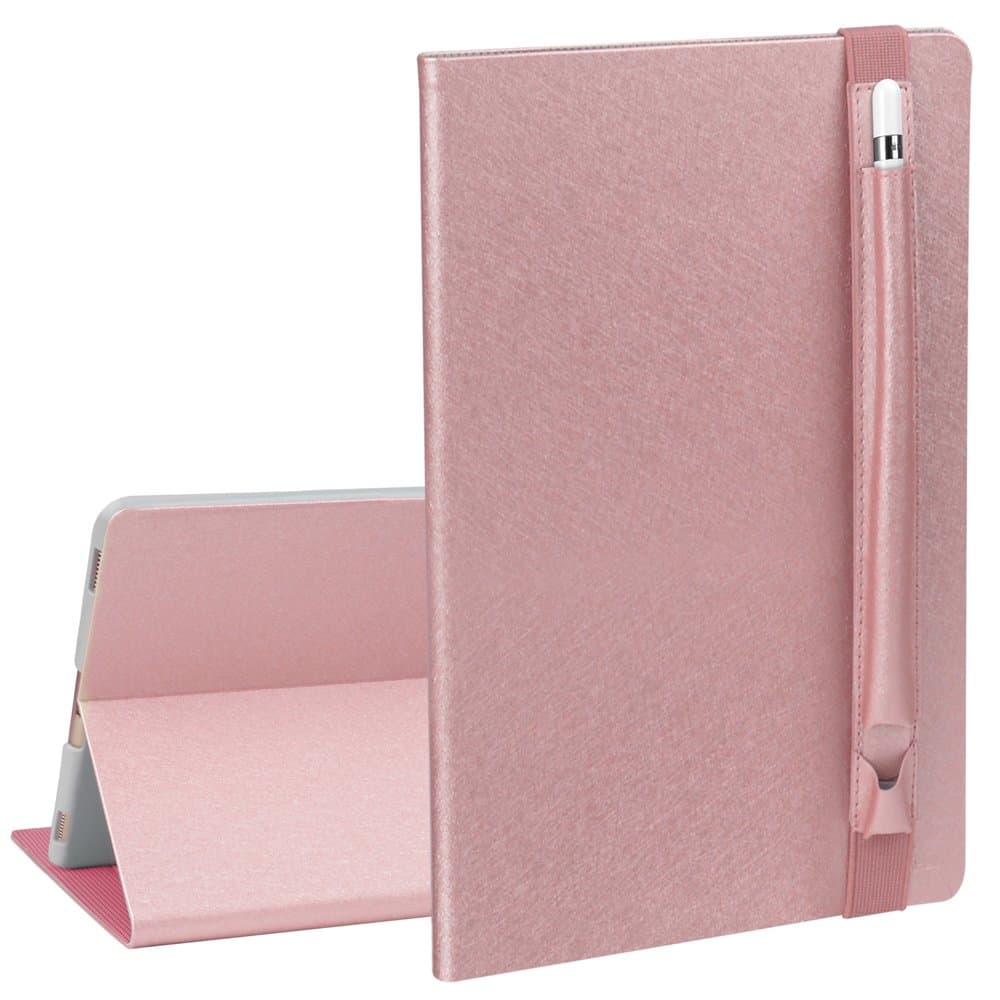 SHANSHUI Case Compatible Apple iPad Pro 12.9 inch, PU Leather Stand Folio Case Cover Multiple Viewing Angles, auto Sleep/Wake, Document Card Pocket for iPad Pro 12.9 inch 2015/2017 Model (Shiny-Pink)