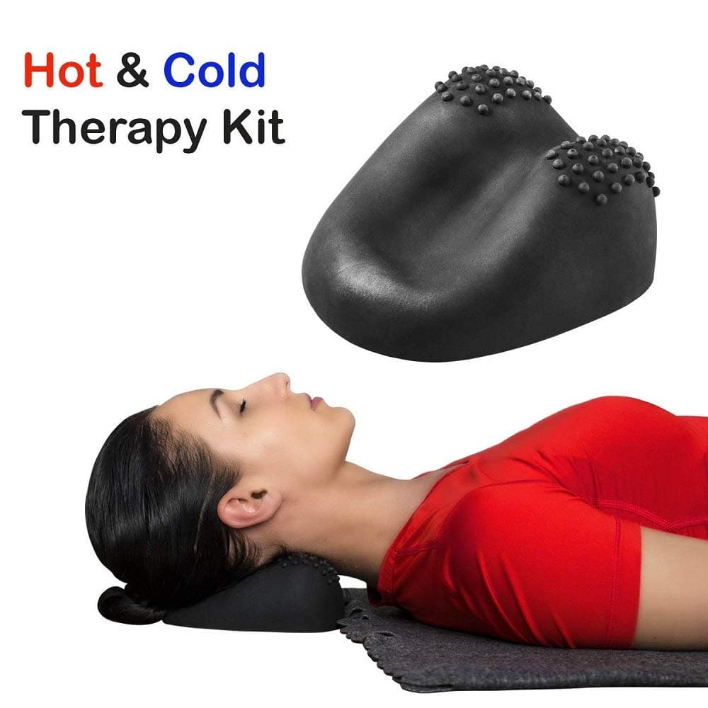 Hot and Cold Cervical Massage Neck Pillow - Head, Shoulder & Back Pain Relief - Relaxes Muscle Tension - Traction Support for Trigger Point Release - Treats Multiple Pain Symptoms