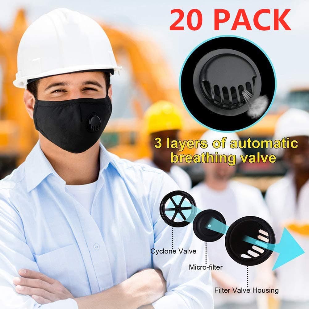 20 PACK Anti Dust C-o-v-e-r Protection Filter Air Breathing DIY Valves Accessories for Kids Adult Outdoor Fast Delivery- Black