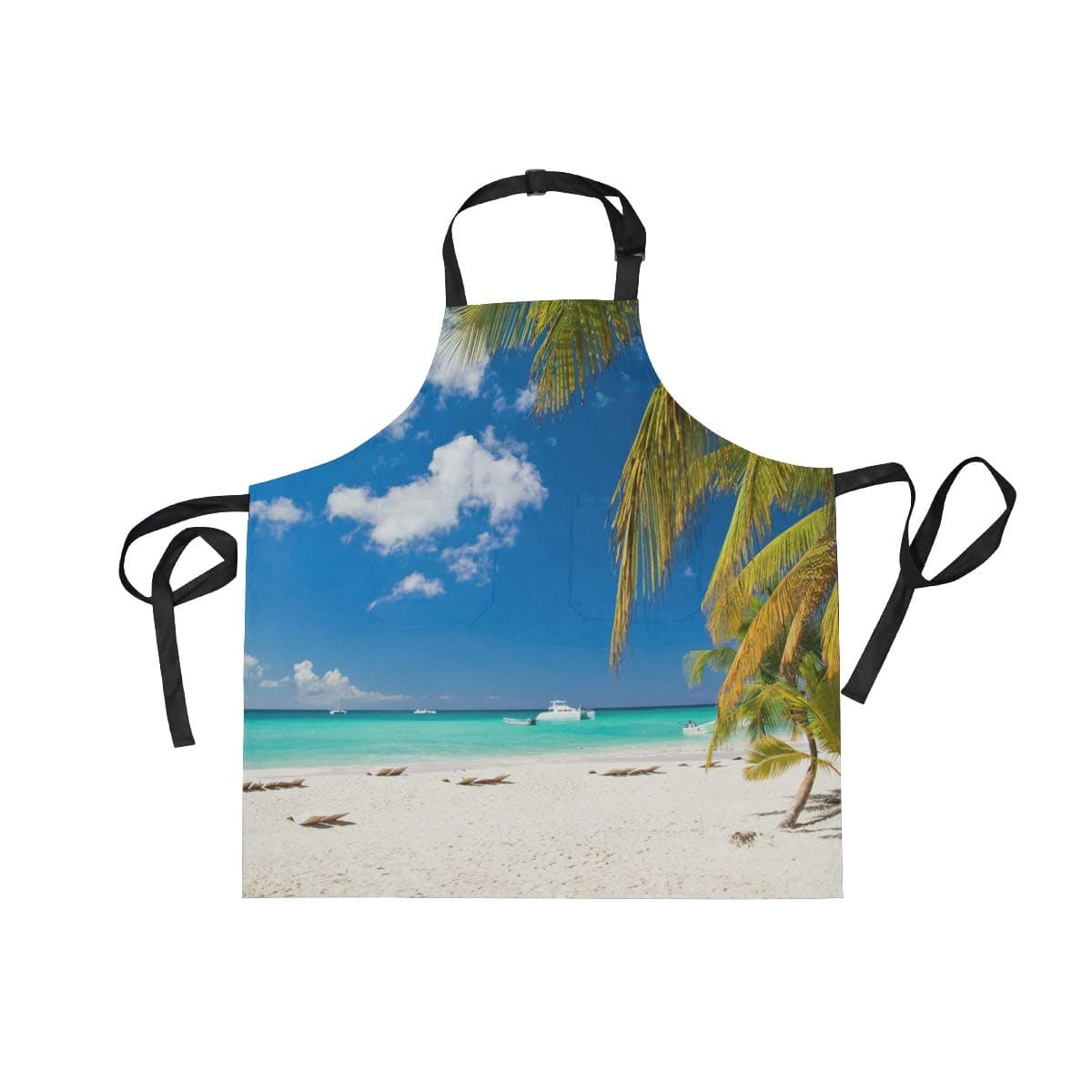 MALPLENA Adjustable Apron Blue Sky Green Water with Pocket & Extra-Long Ties Men and Women