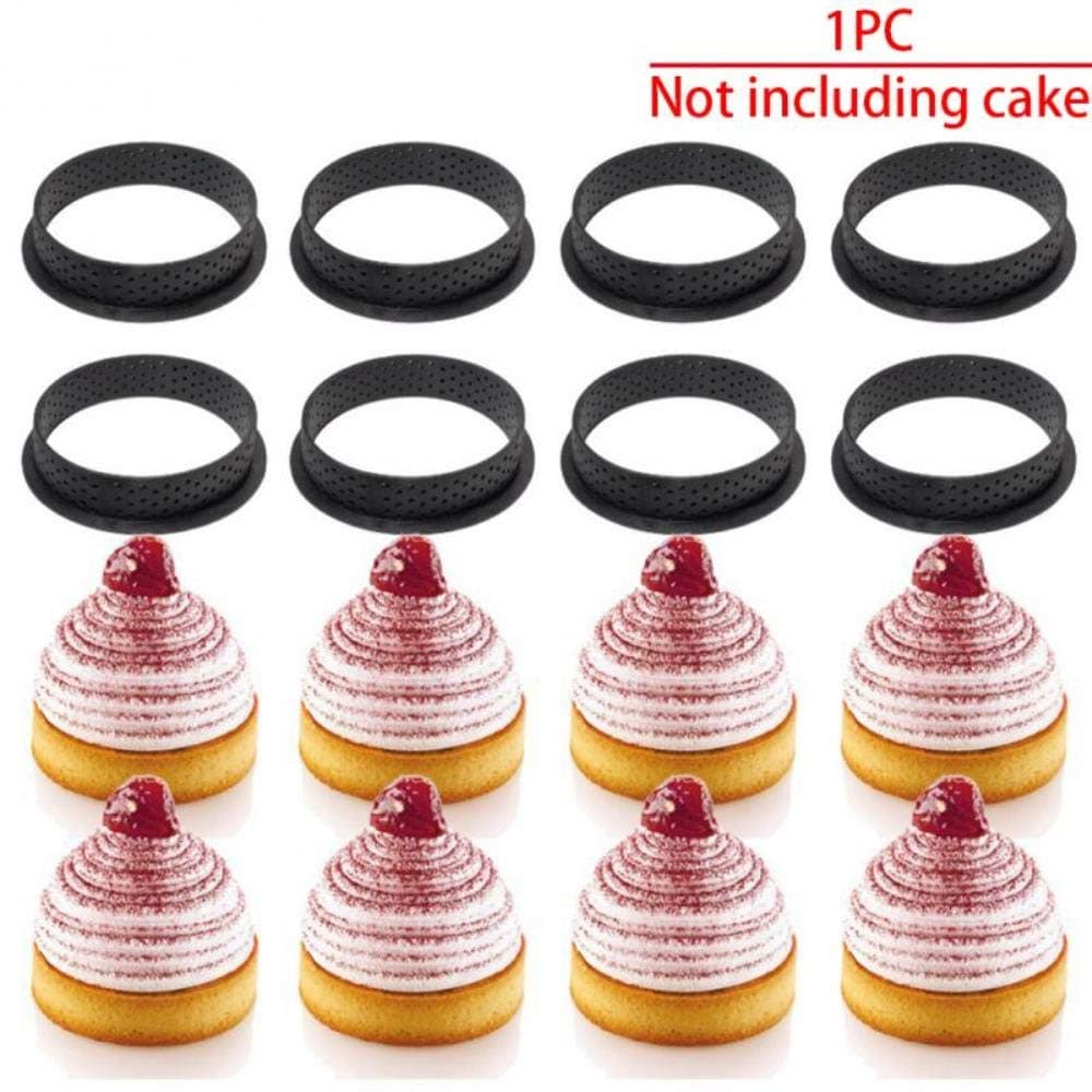 YGGY DIY French Dessert Bakeware Cutter Round Shape Decorating Tool Cake Mold Tart Ring Silicone Perforated Mousse Circle for Kitchen,6Pcs