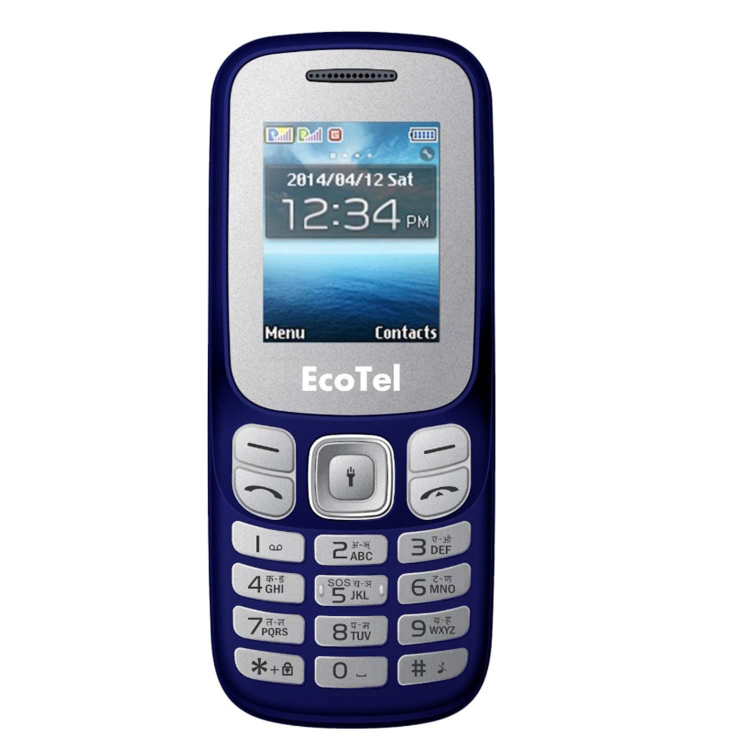 Ecotel E11 Slim Card Size Dual Sim Phone with External Memory Slot 1.8 inches Display Only Mobile Phone and Charging Cable in Box (Blue)