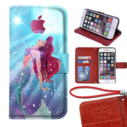 Apple iPhone 7 Case ,Customized Famous Cartoon The Little Mermaid Flip Card Slots Wallet For iPhone 7