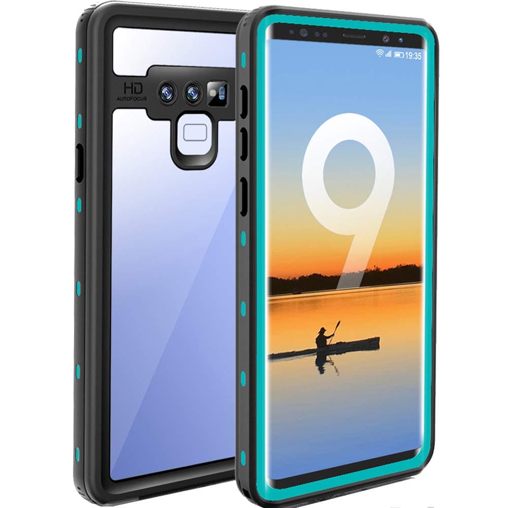 Tomplus Samsung Galaxy Note 9 Waterproof Case, Built-in Screen Full-Body Protector Shockproof Snowproof Dirtproof IP68 Certified Waterproof Case for Samsung Galaxy Note 9 - Clear&Teal