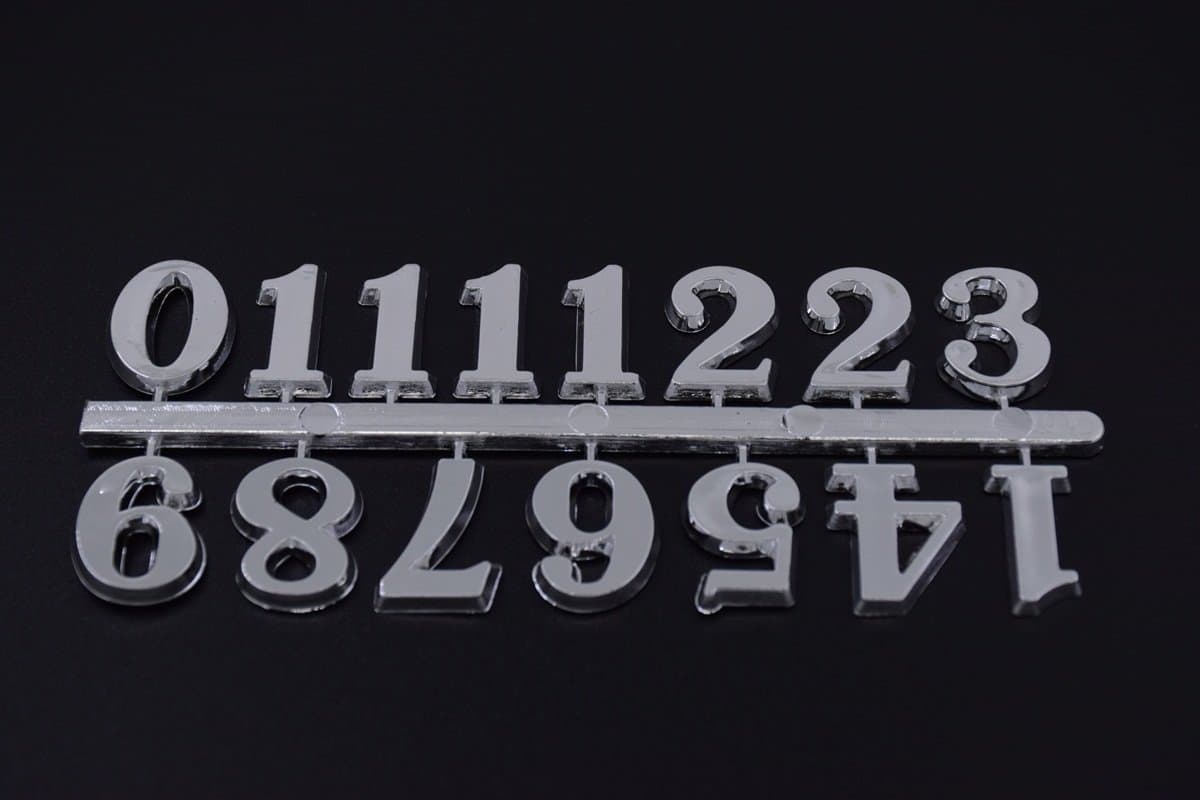 Plastic Arabic Clock Numbers Pack of 1Set (20mm, Silver Color)