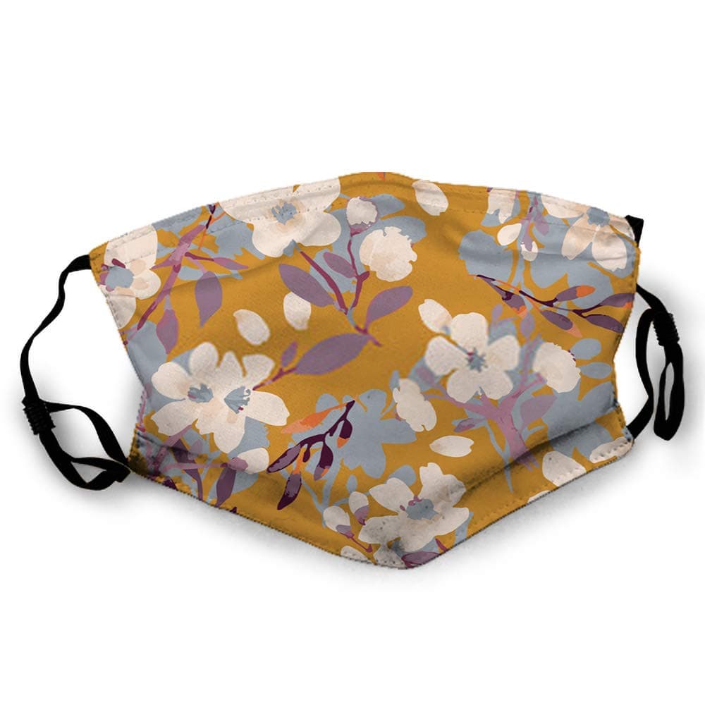 Face Cover Anti Pollution Dust Mouth with Floral Pattern Bright Colors Painting on a