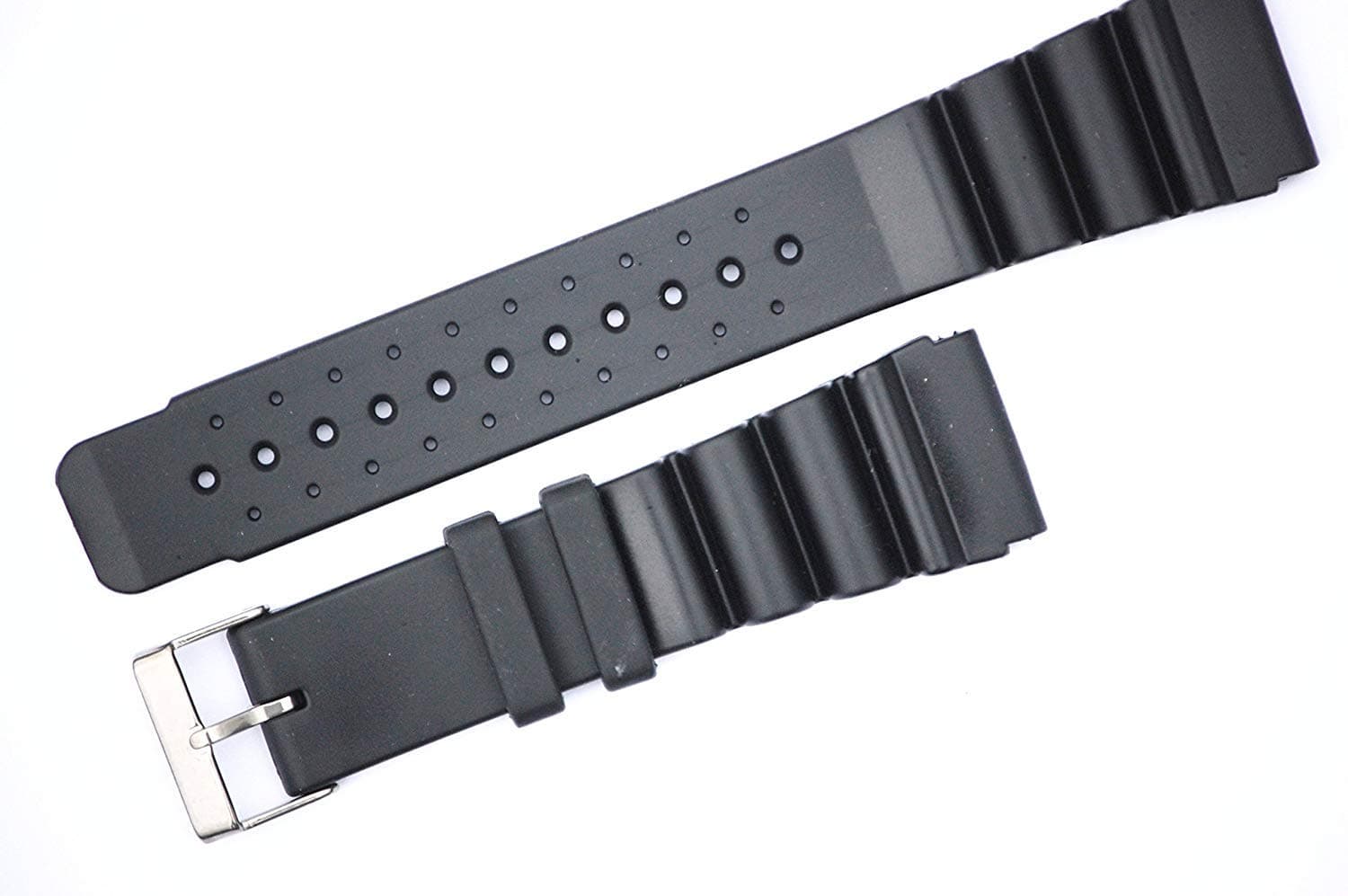 Time Bandit24mm Black Rubber Divers Watch Strap >>> Size 24mm