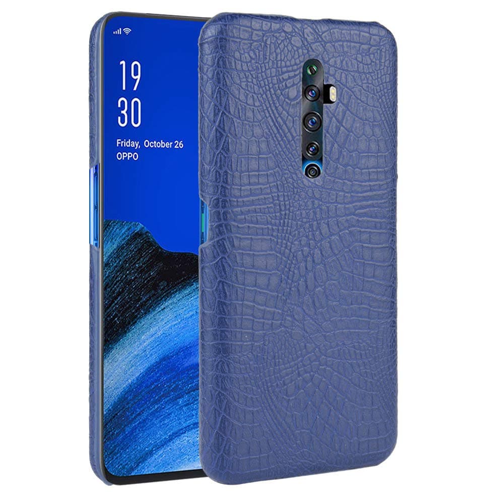 INSOLKIDON Compatible with Oppo Reno 2F Case PC Hard Back Cover Phone Protective Shell Protection Non-Slip Scratchproof Protective case Leather Hard Shell (Blue)