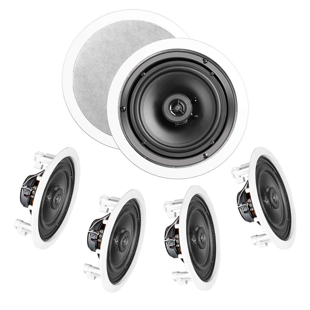 OSD Audio in-Ceiling/in-Wall Speaker Home Theater 5-Speaker Package w/Swivel Dome Tweeter Paintable Snap-in Grill (6.5" - 5 Pack)